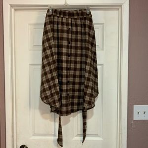 Shein plaid flannel midi button down skirt